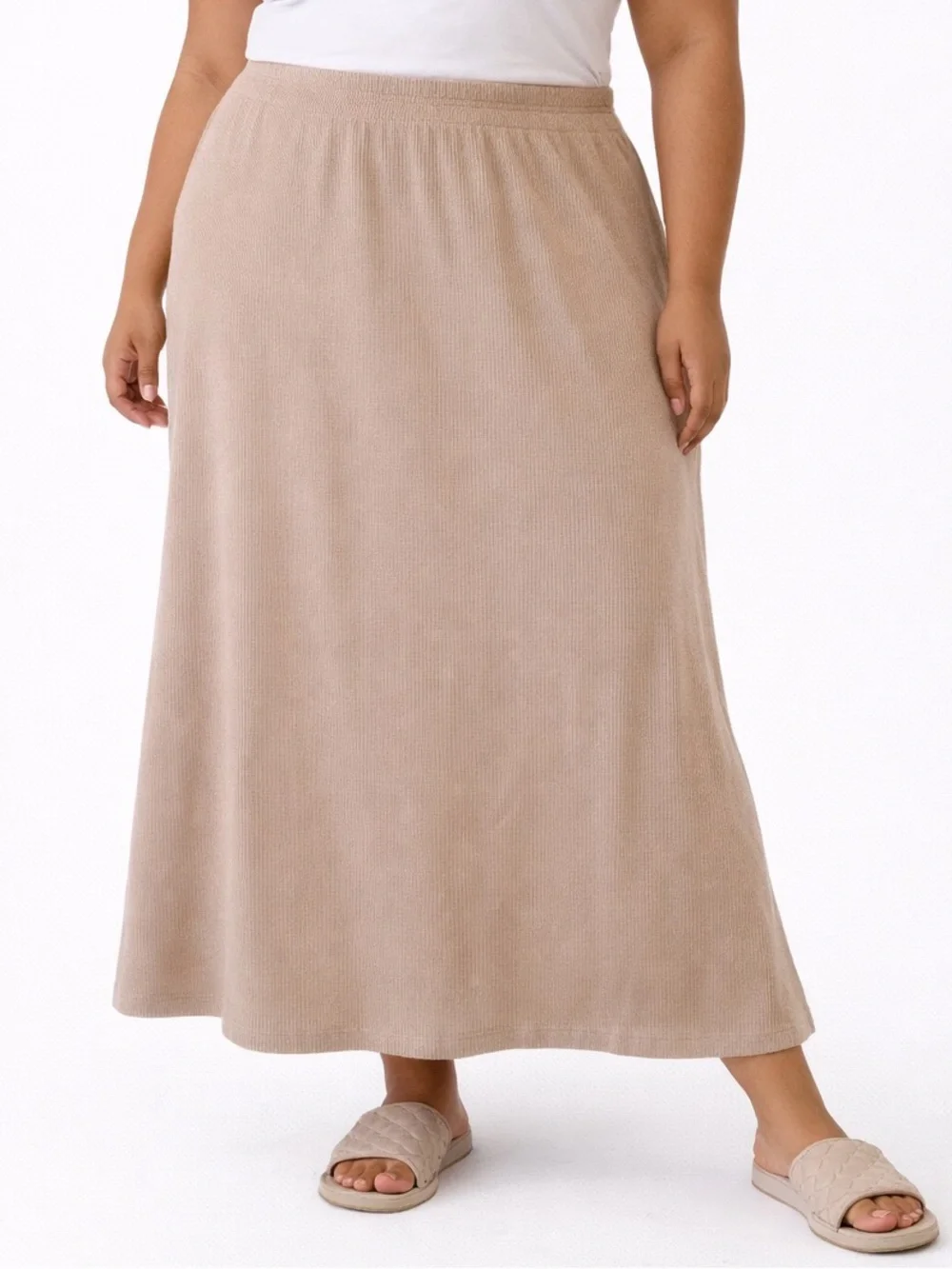 Old Navy Womens Beige Maxi Skirt Boho Chic Minimalist Neutral Summer Flowy Skirt